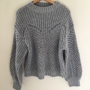 Amuse Society Open Knit Powder Blue Sweater with Full Sleeves is NWOT! MEDIUM